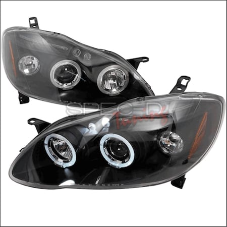 Overtime Halo LED Projector Headlights for 03 to 08 Toyota Corolla, Black - 10 x 25 x 26 in. OV126203